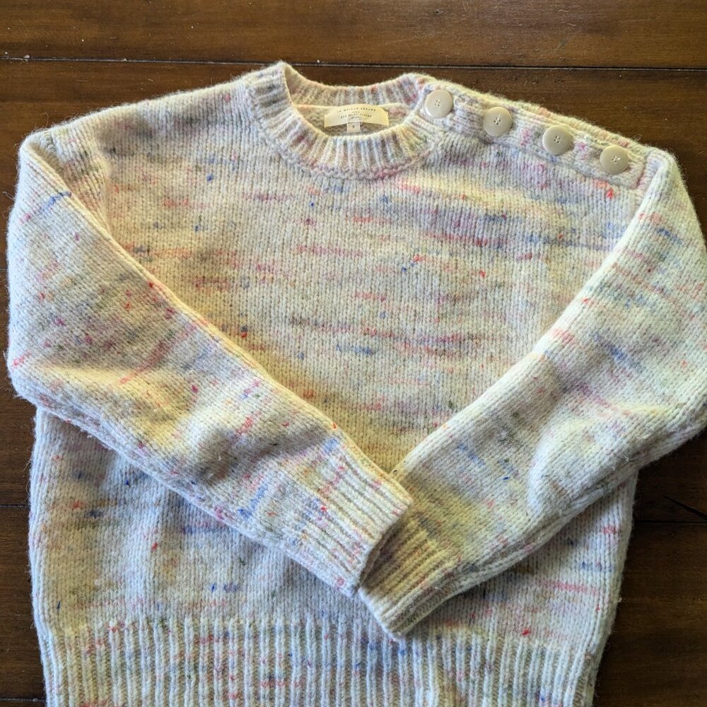 Sezane Luca Sweater in Ecru/Cream Multicolor, Size S